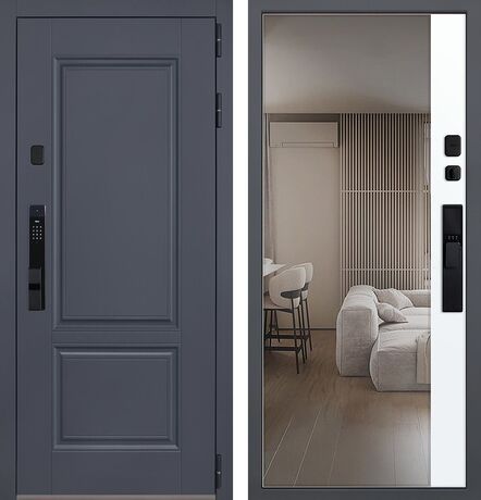 Входная дверь АСД Ledo с зеркалом (биометрический замок Smart lock Y23)